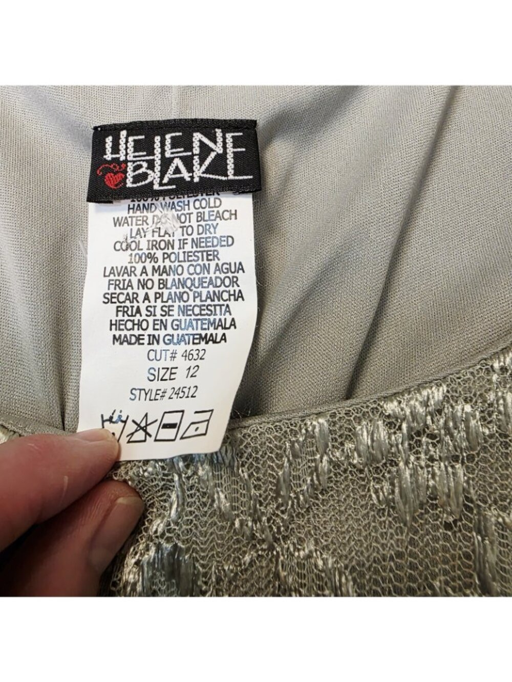 Vtg Helene Blake Pale Green Floral Lace Layered Tiered Stretch Dress Sz 12 - Picture 3 of 8